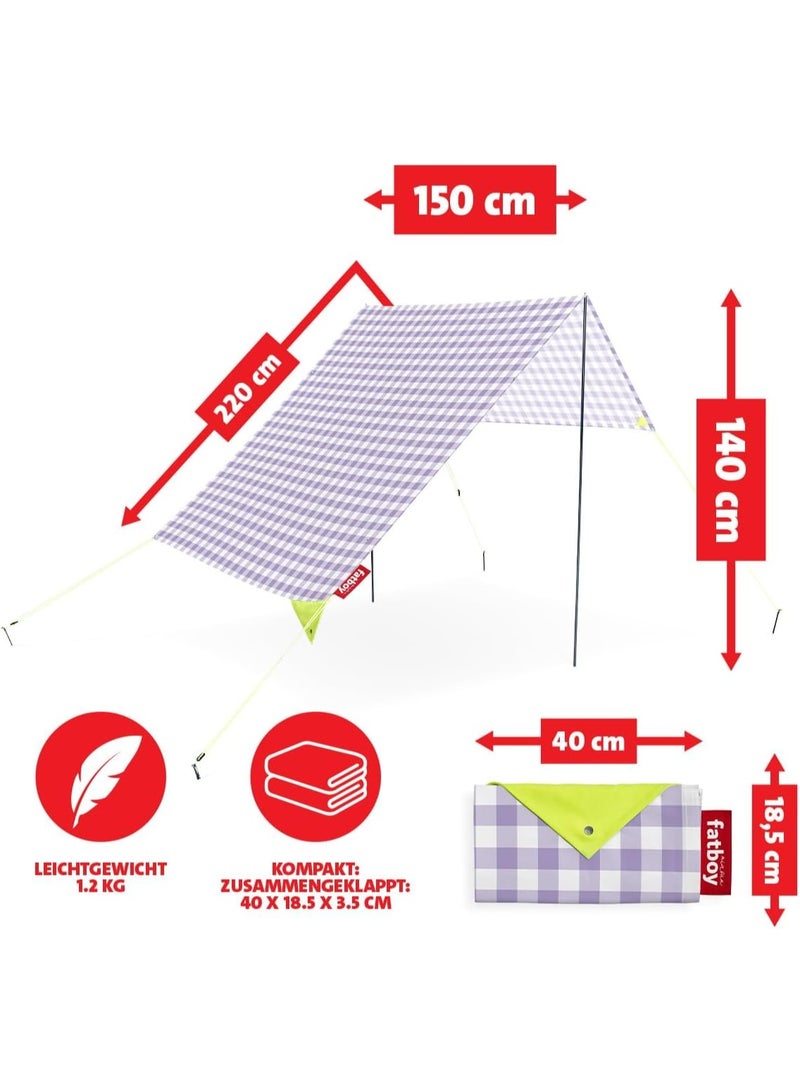 Fatboy Miasun Beach Tent |3 m² of shade | Fits 2 adults and 2 kids | cotton fabric with aluminum poles and ground pegs | Lightweight and compact | 330x190x140 cm - Vichy - Image 4